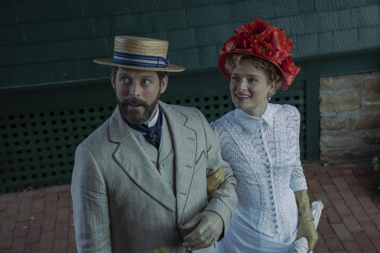  David Furr and Louisa Jacobson in The Gilded Age. 