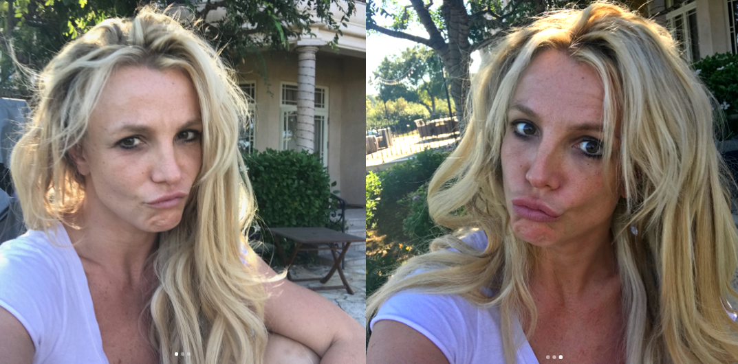 Britney Spears flaunted her almost makeup-free face. (Photo: Instagram/Britney Spears)