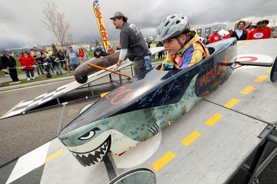 Zeek Johnson competes in the 3rd Annual LiveDAYBREAK Soap Box Derby in South Jordan on Saturday, May 6, 2023. | Kristin Murphy, Deseret News