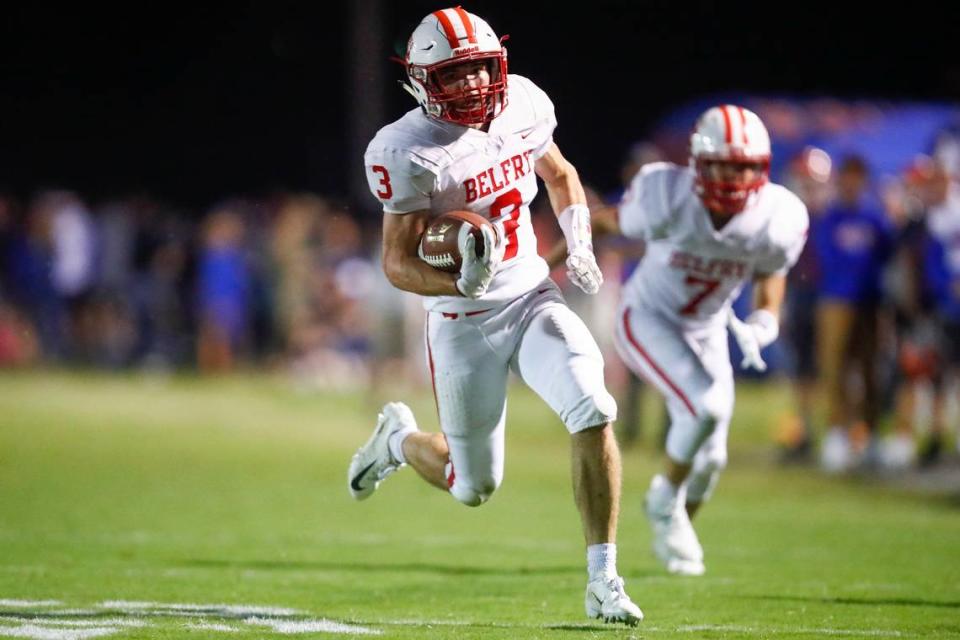 Fifth-year senior running back Isaac Dixon (3) has helped lead Belfry back from an 0-5 start this season.
