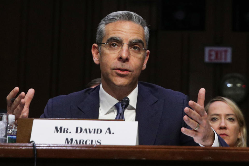 WASHINGTON, DC - JULY 16:  Head of Facebook’s Calibra David Marcus testifies during a hearing before Senate Banking, Housing and Urban Affairs Committee July 16, 2019 on Capitol Hill in Washington, DC. The committee held the hearing on "Examining Facebook's Proposed Digital Currency and Data Privacy Considerations."  (Photo by Alex Wong/Getty Images)