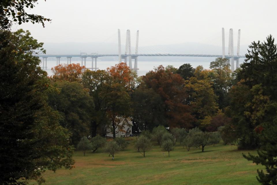 The Gov. Mario M. Cuomo Bridge is seen from the Lyndhurst National Historic Trust Site in Tarrytown Oct. 22, 2020. Historic Trust site