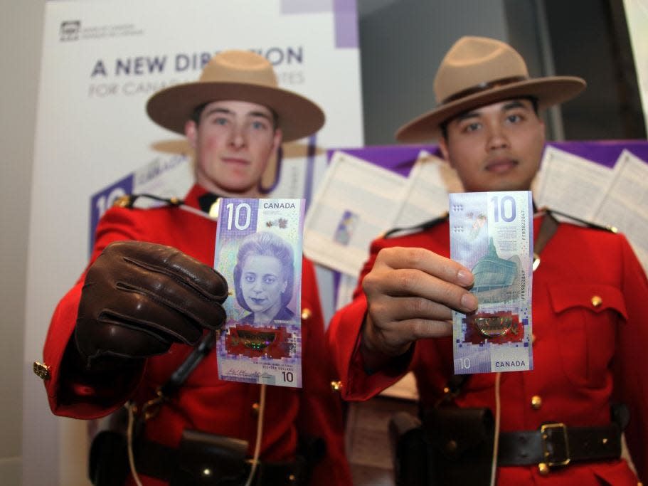 Canadian currency money bills