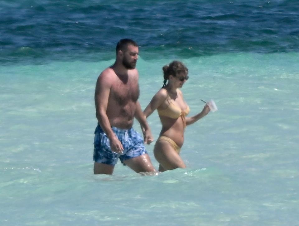 Fans got an eyeful of Kelce’s physique during his recent sweetheart getaway to the Bahamas with Swift, 34. Mega/BackGrid