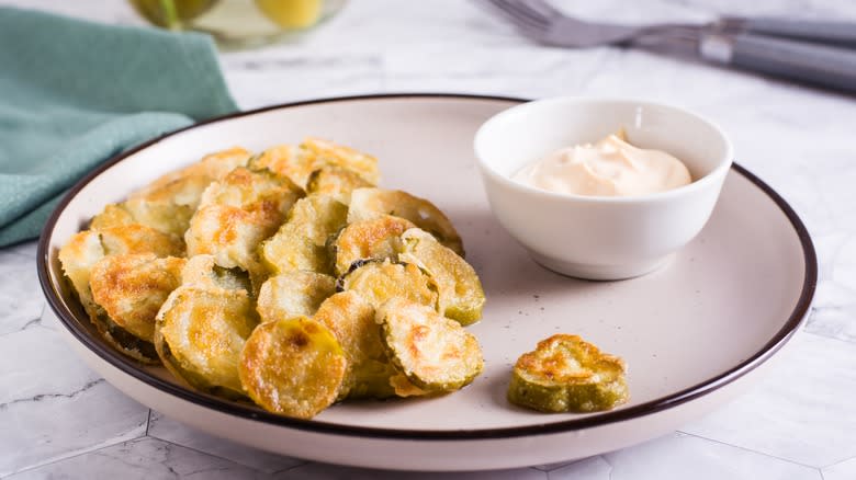 Fried pickles with mayo