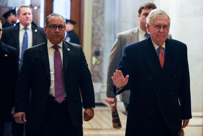 U.S. Senate Majority Leader McConnell arrives at the U.S. Capitol for the Senate impeachment trial of President Donald Trump in Washington