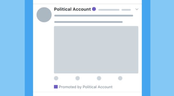 Twitter is considering using badges -- purple in this example&nbsp;-- to more clearly identify political ads on the network. (Photo: Twitter)