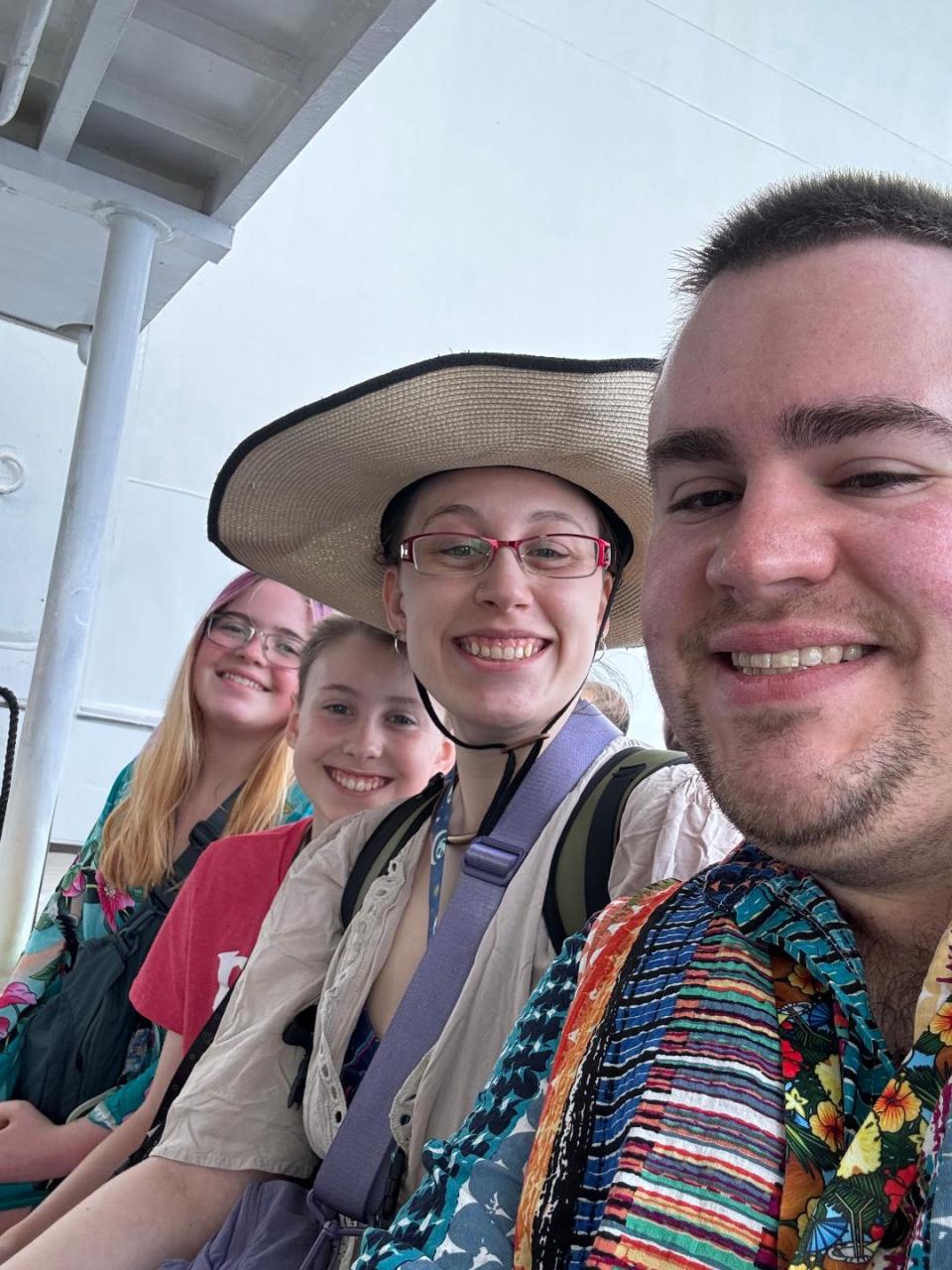 The Bridges family of Templeton during their Caribbean cruise that ended with a helicopter rescue due to a medical emergency. From left, Olyvia, Aiden, Angela, and Charles.