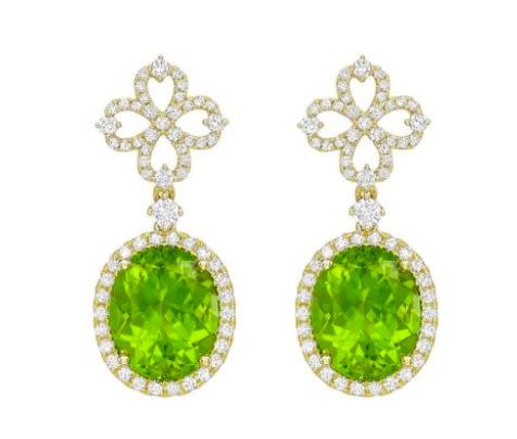<p>The jewellery designer Kiki McDonough loves working with luminous peridots, and it’s easy to see why – they add an incredible pop of colour to these classic drop earrings. </p><p>Yellow gold, peridot and diamond earrings, £5,900, Kiki McDonough</p><p><a class="link " href="https://www.kiki.co.uk/product/special-edition-peridot-clover-diamond-earrings-in-yellow-gold/?v=79cba1185463" rel="nofollow noopener" target="_blank" data-ylk="slk:SHOP NOW;elm:context_link;itc:0;sec:content-canvas">SHOP NOW</a></p>