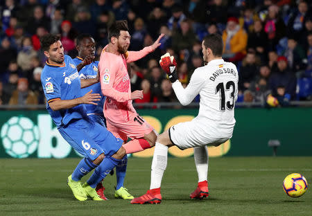 Soccer Football - La Liga Santander - Getafe v FC Barcelona - Coliseum Alfonso Perez, Getafe, Spain - Janaury 6, 2019 Barcelona's Lionel Messi in action before scoring their first goal REUTERS/Sergio Perez