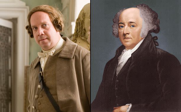 Kent Eanes/HBO; Stock Montage/Getty Images Paul Giamatti in 'John Adams'; John Adams