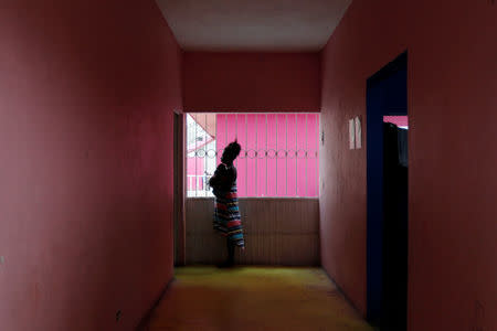 Edith Torres, 18, from Honduras stands with her newborn baby at a migrant shelter, known as The 72, in Tenosique, Tabasco, Mexico April 12, 2017. "I left Honduras for a better future whether it's in Mexico or in the United States. In Honduras it's very difficult," Torres said. REUTERS/Carlos Jasso