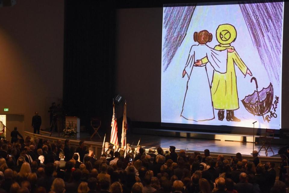 Tribute: Guests attend Debbie Reynolds and Carrie Fisher Memorial at Forest Lawn Cemetery (Getty Images)