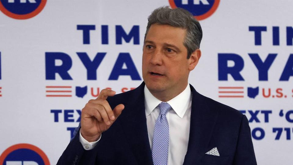 U.S. Rep. Tim Ryan of Howland, D-13th, speaks to supporters after the polls closed May 3, 2022, primary election day, in Columbus.