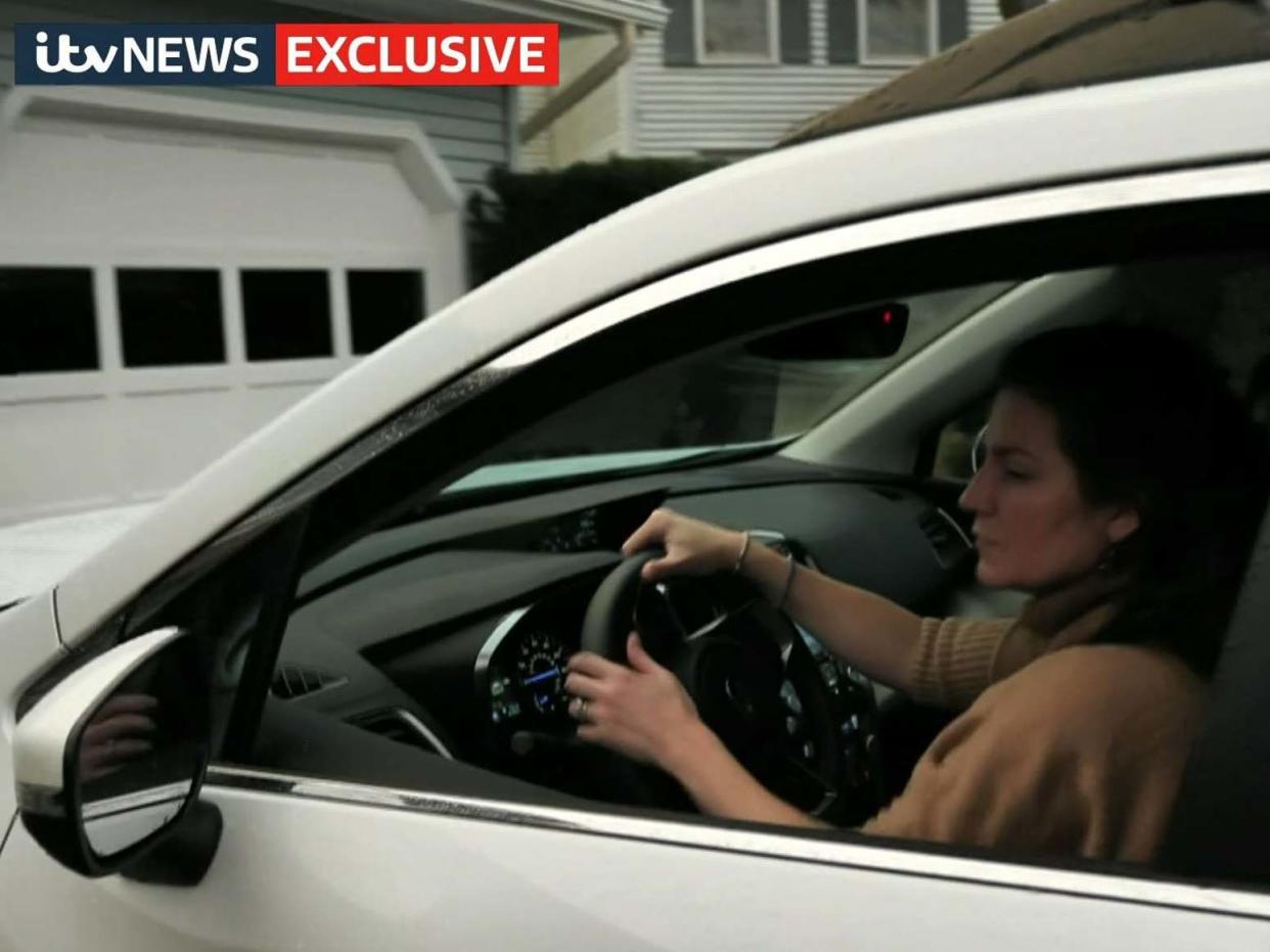 Anne Sacoolas filmed by ITV News at the wheel of her car reversing out of a driveway before pulling away: ITV News/PA