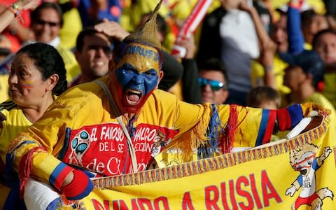 Colombia fans bring the colour - Credit: ap