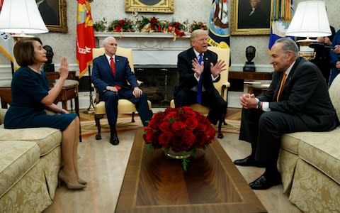 Donald Trump invited the cameras in to watch his sparring match - Credit: AP