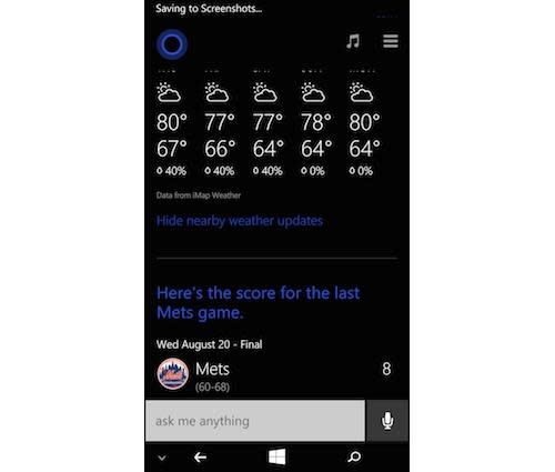 Cortana feature on HTC One M8 for Windows