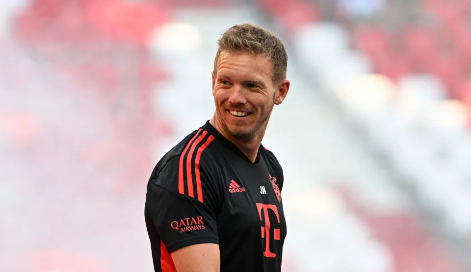 Bayern Munich's headcoach Julian Nagelsmann attends the team presentation of the German first division Bundesliga team FC Bayern Munich at the Allianz Arena in Munich, southern Germany, on July 16, 2022. (Photo by Christof STACHE / AFP) (Photo by CHRISTOF STACHE/AFP via Getty Images)