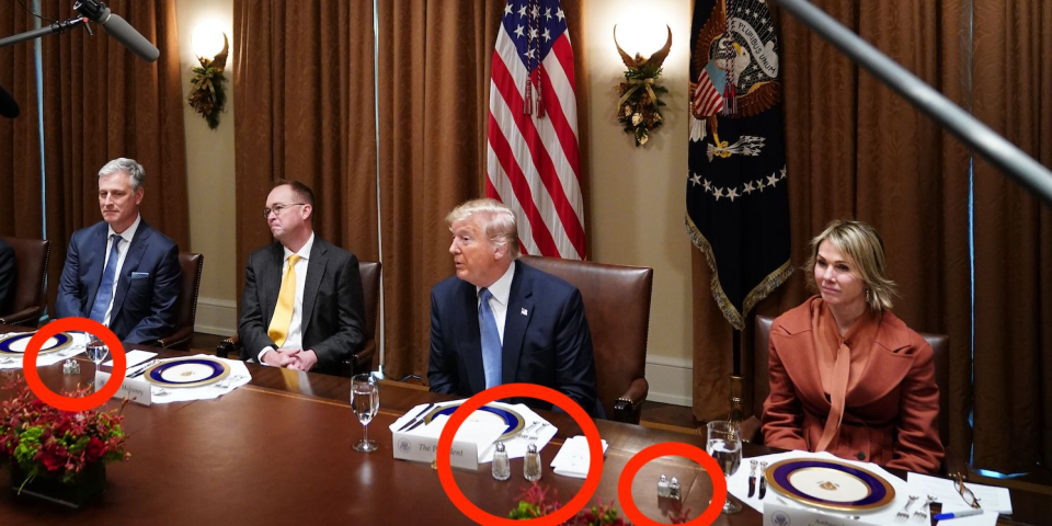 US President Donald Trump takes part in a luncheon with the UN Security Council permanent representatives in the Cabinet Room of the White House in Washington, DC, on December 5, 2019.