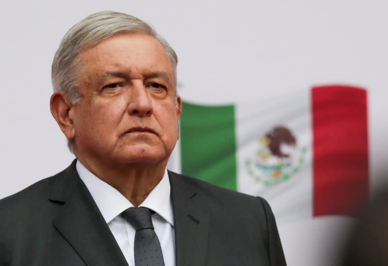 FILE PHOTO: Mexico's President Lopez Obrador addresses to the nation on his second anniversary as President, at the National Palace in Mexico City