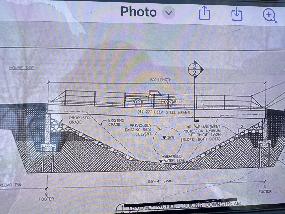 The blueprint for the bridge planned from Mennonite Disaster Services.