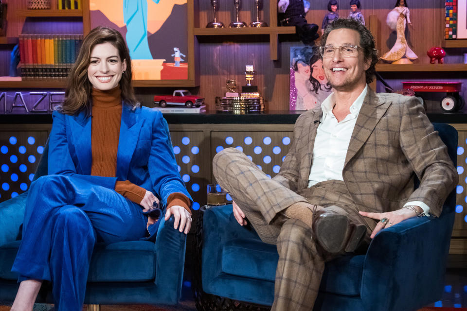 Anne Hathaway and Matthew McConaughey on "Watch What Happens Live With Andy Cohen."  (Bravo via Getty Images)