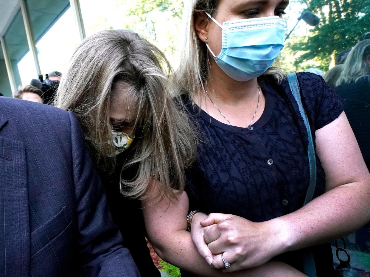 Allison Mack arriving at Brooklyn Federal Courthouse  (AFP via Getty Images)