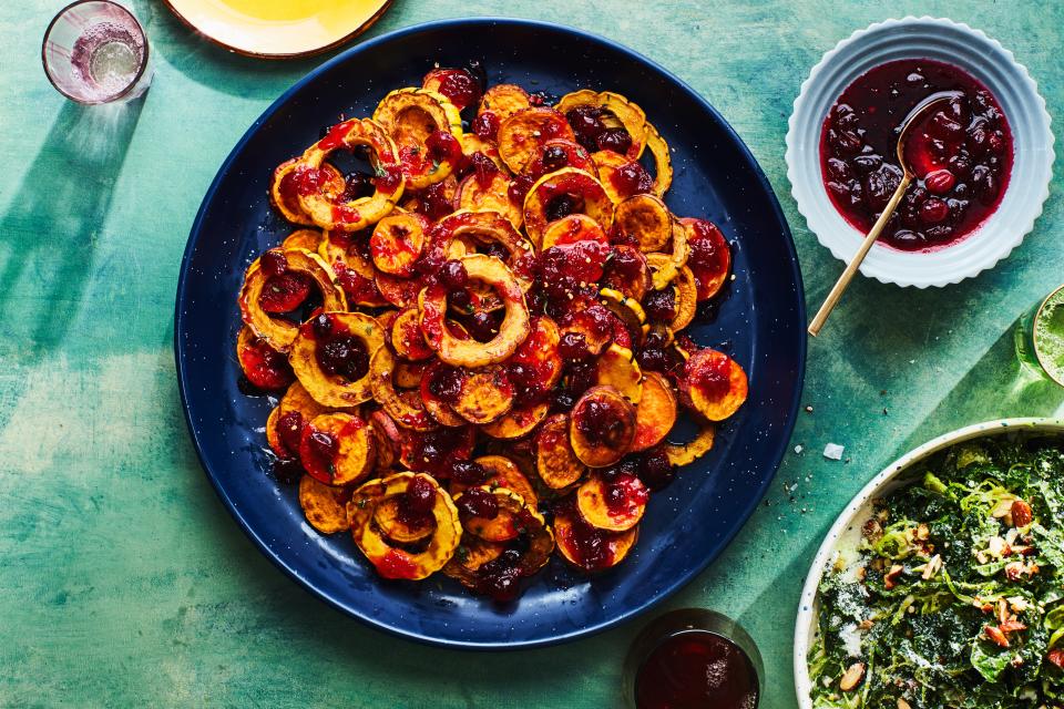 Roasted Sweet Potato and Delicata Squash with Cranberry Agrodolce