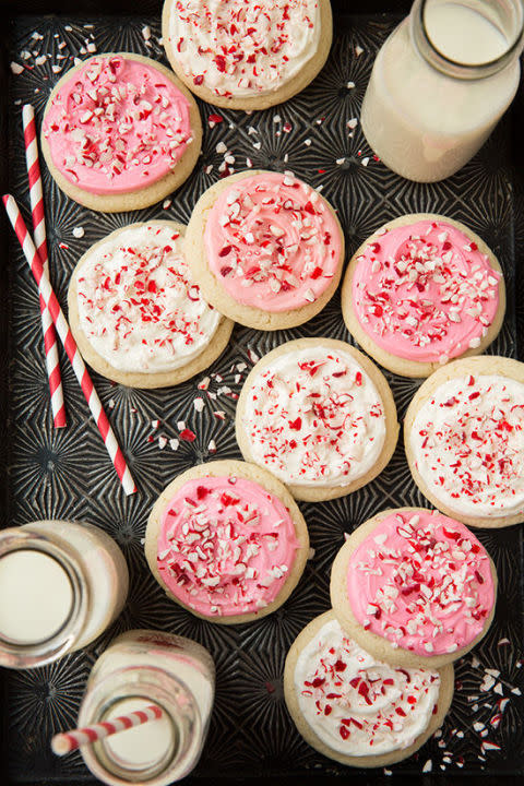 Peppermint Sugar Cookies with Cream Cheese Frosting