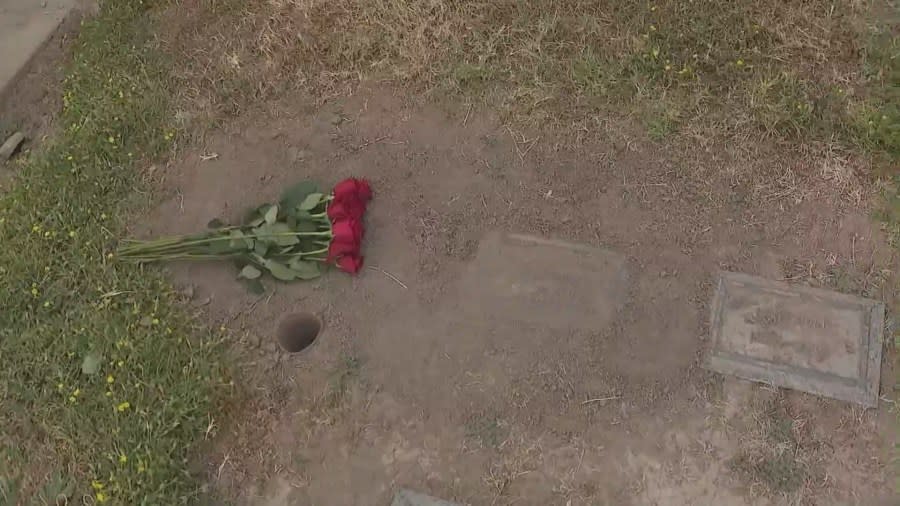 The Medrano sisters were devastated to find their father's gravesite was removed and destroyed at Pioneer Memorial Cemetery. (KTLA)