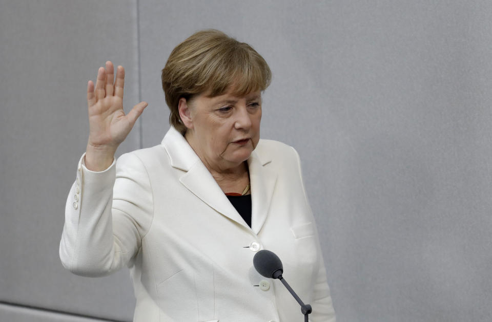 Angela Merkel wurde zum vierten Mal als Bundeskanzlerin gewählt. (Bild: AP Photos)