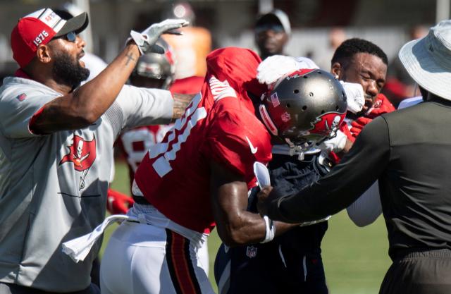 Antonio Brown thrown out of practice as Buccaneers, Titans brawl four times