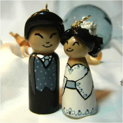 Blue Wedding Couple Ornaments