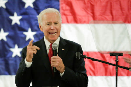 Former Vice President of the U.S. Joe Biden speaks during a political rally in Newark, New Jersey, U.S., October 12, 2017. REUTERS/Eduardo Munoz/Files