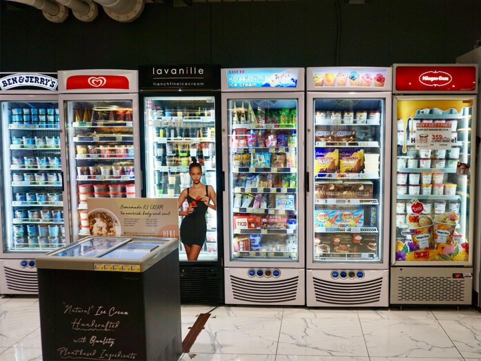 ice cream freezers at bangkok grocery stores