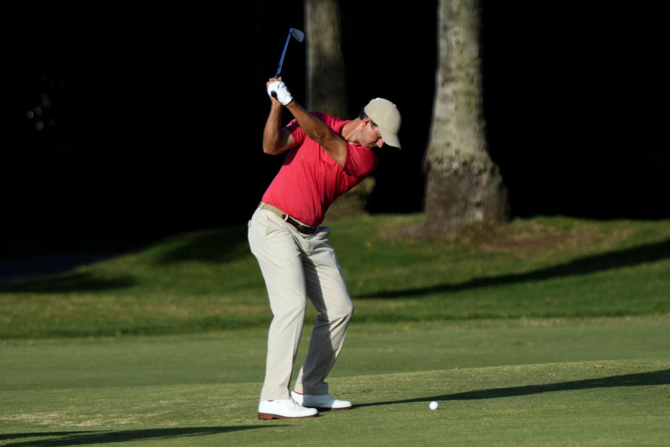 Adam Scott hits from the first fairway during the final round of the Sony Open golf tournament, Sunday, Jan. 15, 2023, at Waialae Country Club in Honolulu. (AP Photo/Matt York)