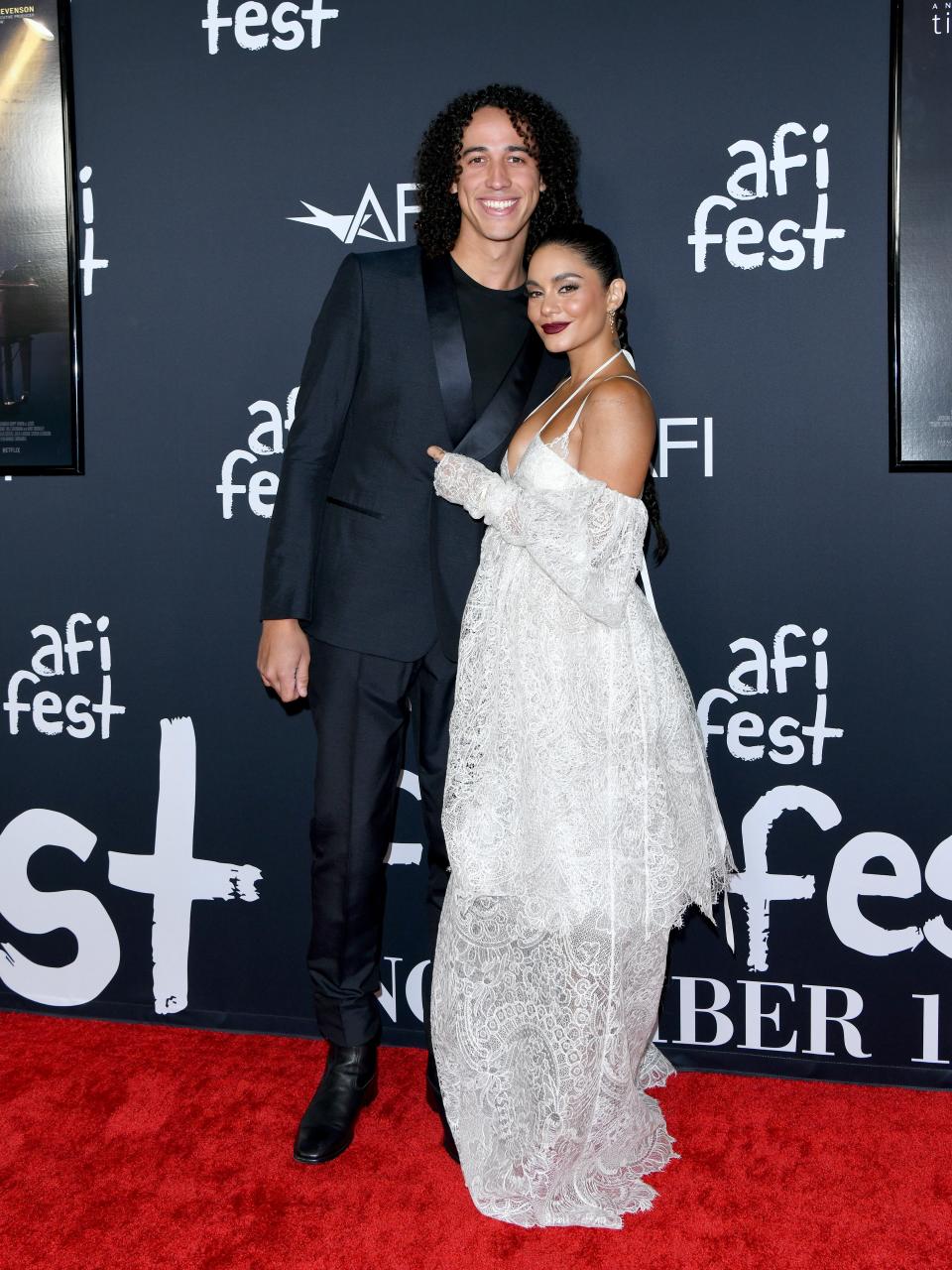 HOLLYWOOD, CALIFORNIA - NOVEMBER 10: Cole Tucker and Vanessa Hudgens attend the 2021 AFI Fest - Opening Night Gala Premiere of Netflix's "tick, tickâ€¦BOOM" at TCL Chinese Theatre on November 10, 2021 in Hollywood, California. (Photo by Axelle/Bauer-Griffin/FilmMagic)