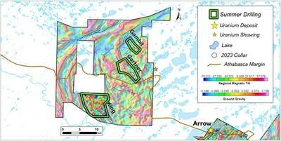 Figure 2: NexGen’s SW1 property with areas for 2024 exploration drilling activity highlighted. (CNW Group/NexGen Energy Ltd.)