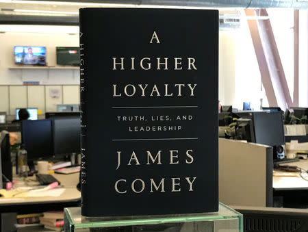 A copy of former FBI director James Comey's book "A Higher Loyalty" is seen in New York City, New York, U.S. April 13, 2018. REUTERS/Soren Larson