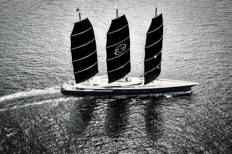 <p>Black Pearl is a tri-deck sailing yacht and was built from a steel hull and an aluminium superstructure. Accommodation for 12 guests is split across six cabins. (Ken Freivokh Design) </p>