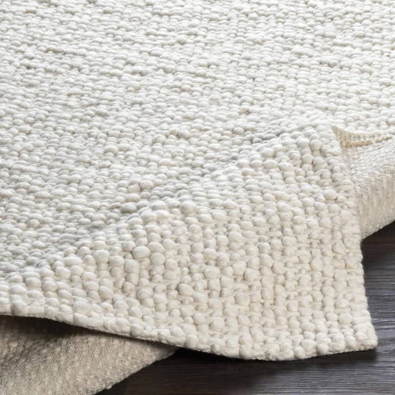 Rockfish Solid Ivory Premium Woven Wool Rug
