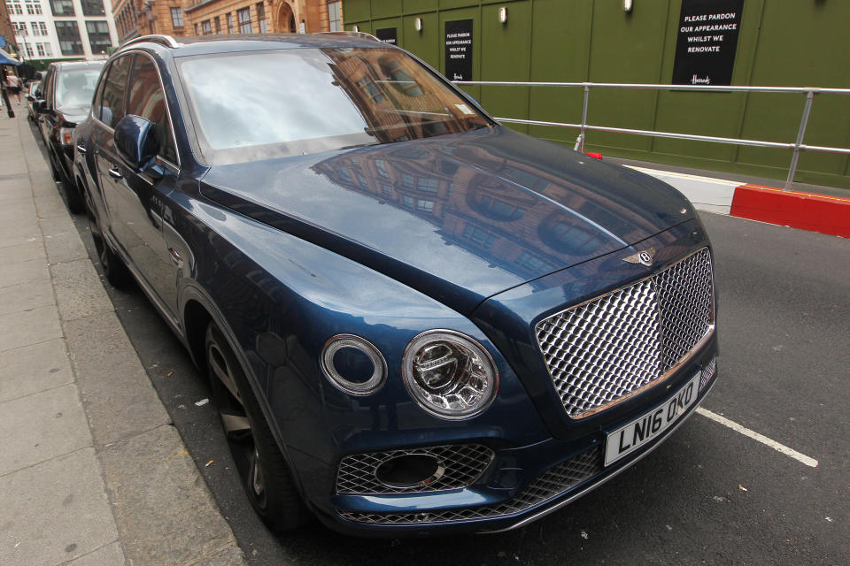 A Bentley Bentayga outside Harrods in central London.