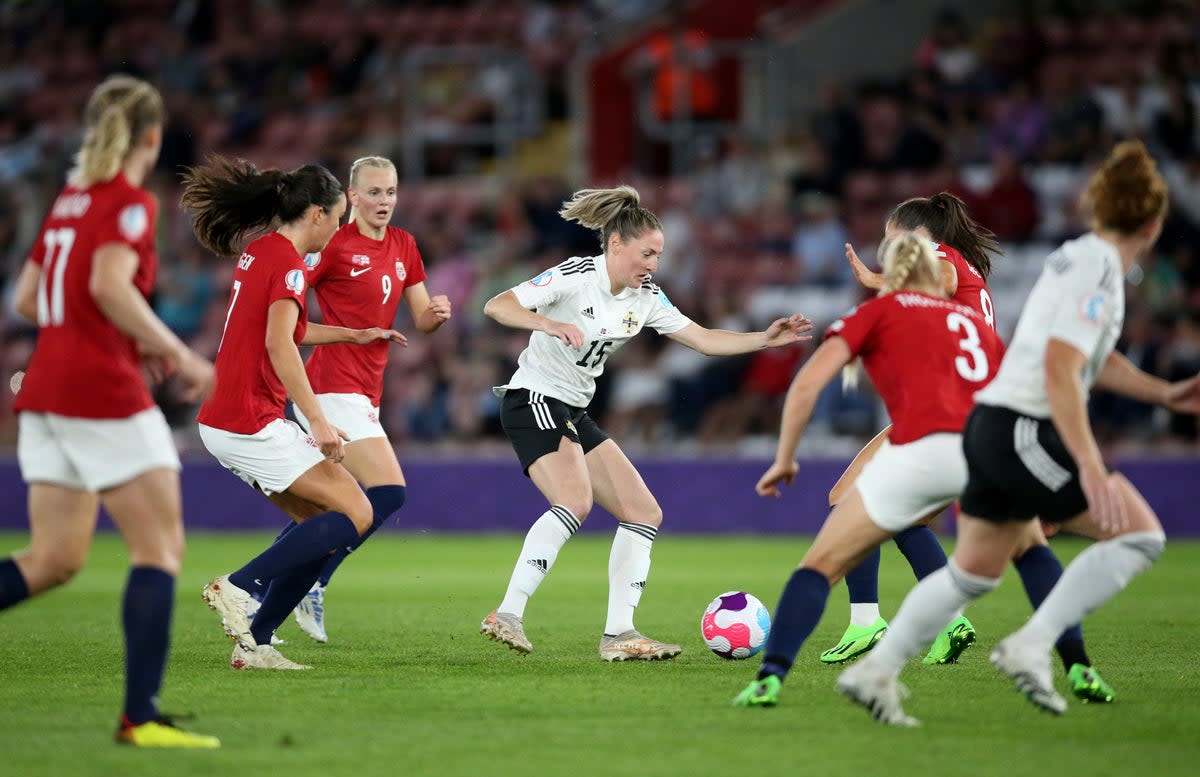 Northern Ireland’s major tournament debut ended in a 4-1 defeat to Norway at Euro 2022 (Nigel French/PA) (PA Wire)