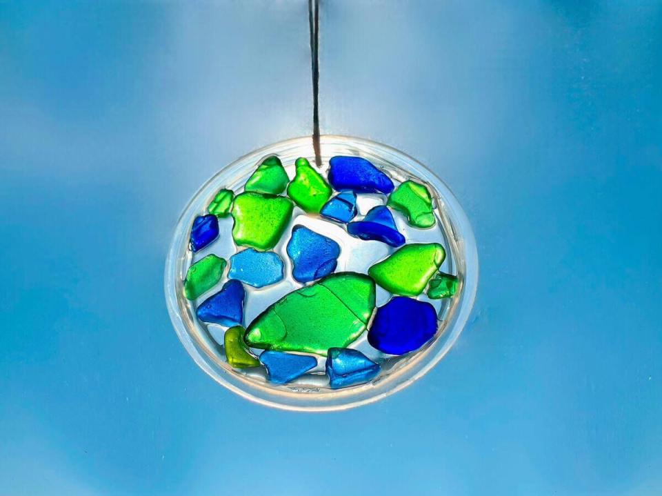 earth day crafts sea glass suncatcher