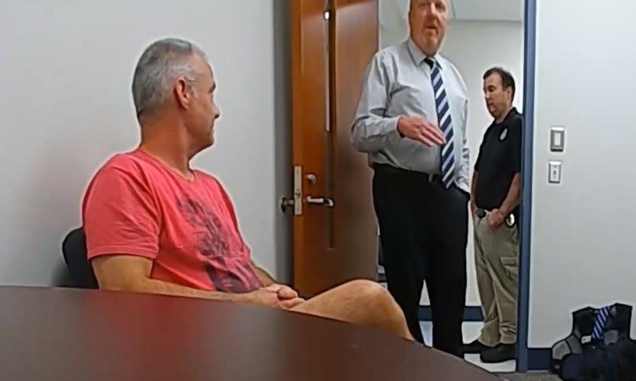 Three Rivers Police Department Sgt. Sam Smallcombe tells Waters he's under arrest. (Courtesy)
