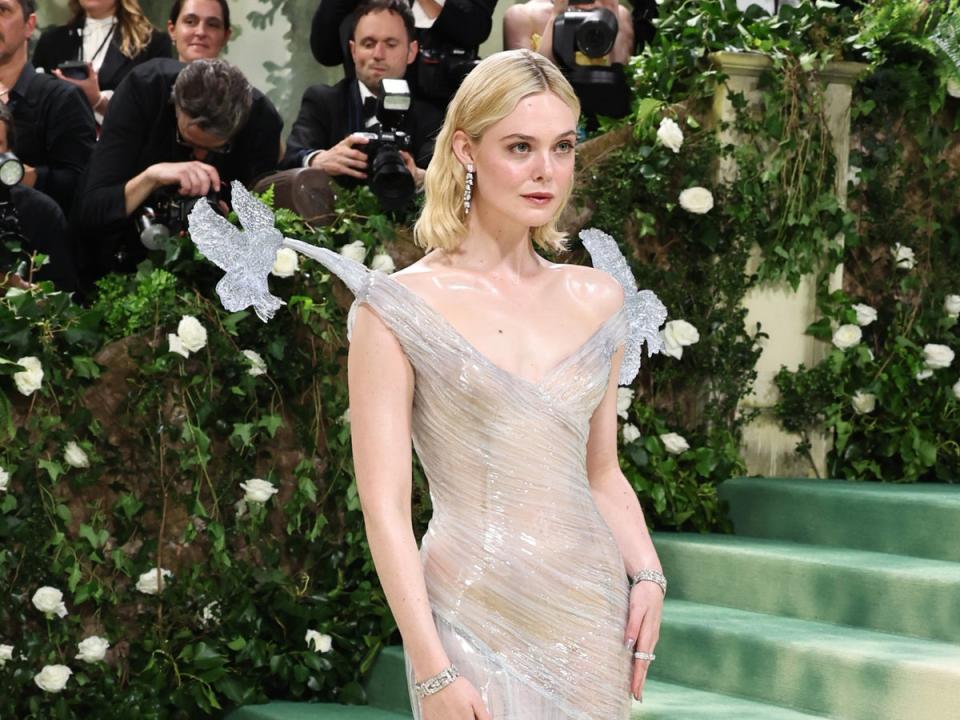 Elle Fanning attends The 2024 Met Gala Celebrating “Sleeping Beauties: Reawakening Fashion” at The Metropolitan Museum of Art on May 2024 in New York City. (Getty Images)