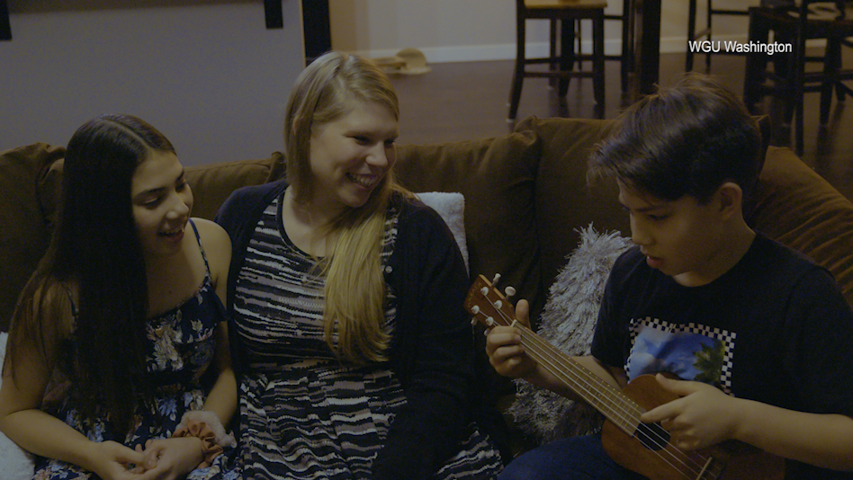 Allenton with two of her three children. She became a music teacher and is now teaching English language-learning students at a high school in Pennsylvania.  / Credit: WGU Washington