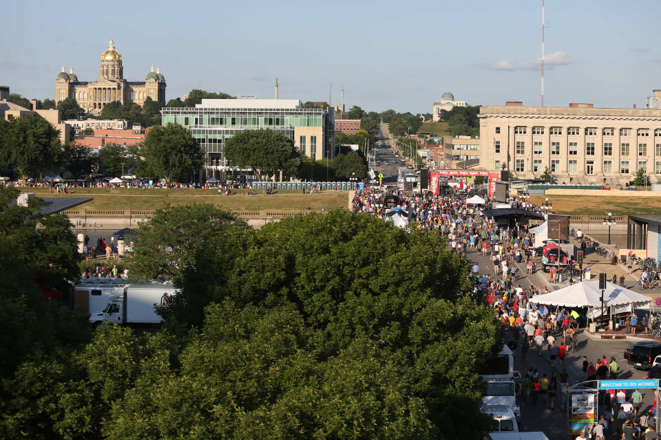 RAGBRAI riders gather in Des Moines during the 2013 ride.