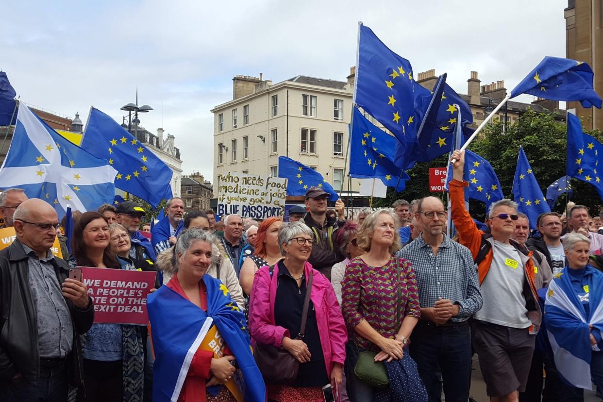 Hundreds of campaigners attended a rally in Edinburgh as they stepped up demands for a public vote on the final Brexit deal: PA